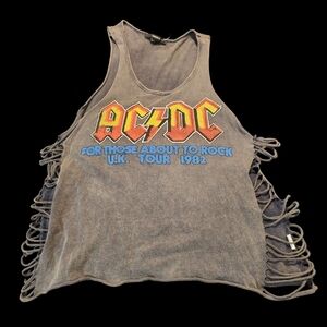 ACDC  SM - For Those About to Rock Fringe Tank Top